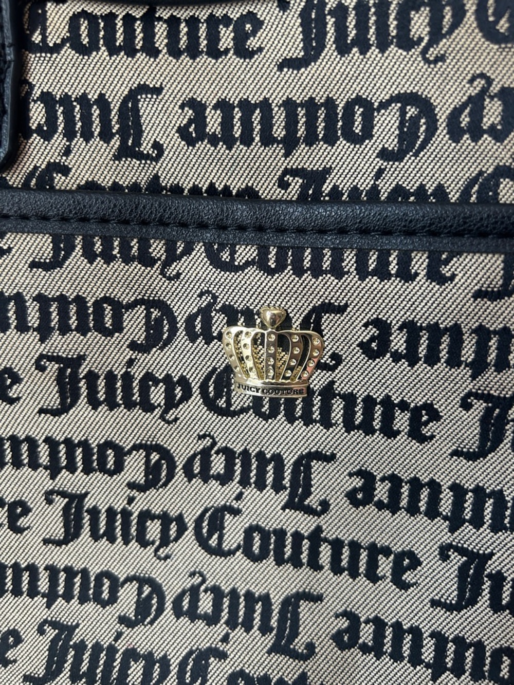 Juicy Couture Black and Cream Logo Dome Satchel EUC strap inside - Picture 2 of 7